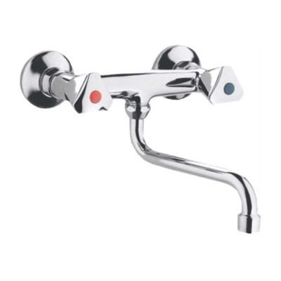 Wall-mounted sink faucet with low spout